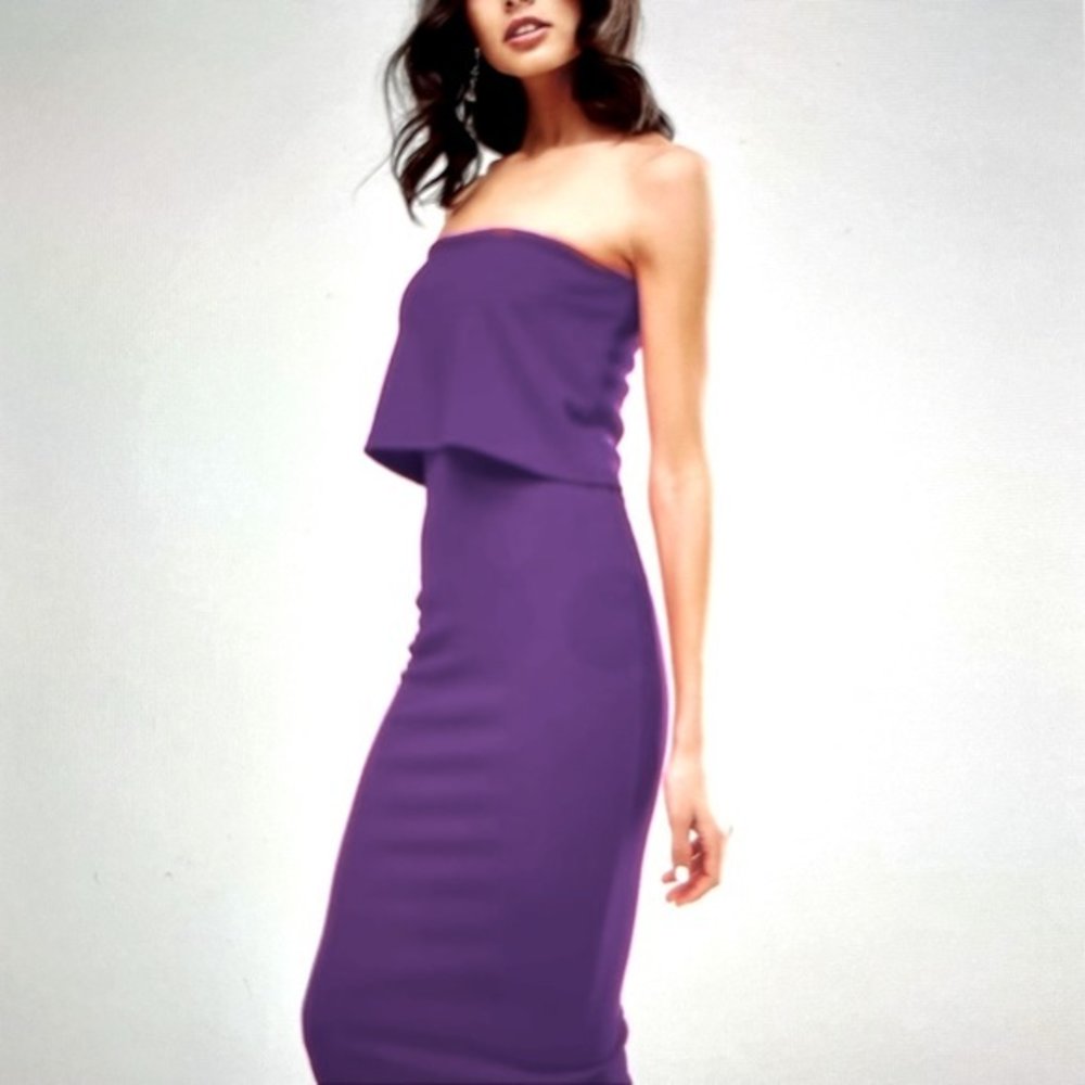 NWT Purple Crop Top Midi Bodycon‎ Dress - Size S